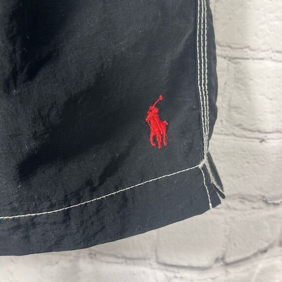 Polo Ralph Lauren Mens Swim Trunks Medium Black Drawstring Pockets Board Shorts - Picture 3 of 10